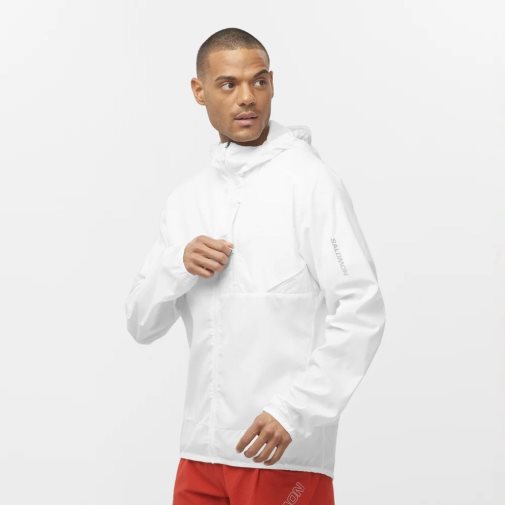 White Salomon Bonatti Cross Men's Windbreaker | PH 21085Q